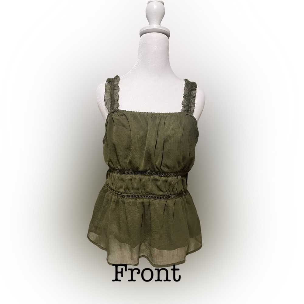 Old Navy Women’s Tank Top Hunter Green Ruffle Straps size Medium